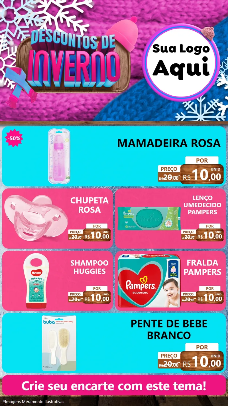 Modelo de TV para TV Vertical com o tema Descontos de Inverno para Bebês