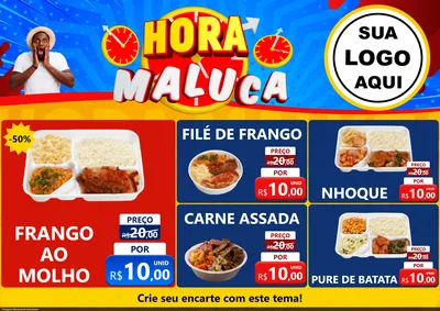 Modelo de Encarte para Encarte A4 Horizontal com o tema Hora Maluca para Restaurante