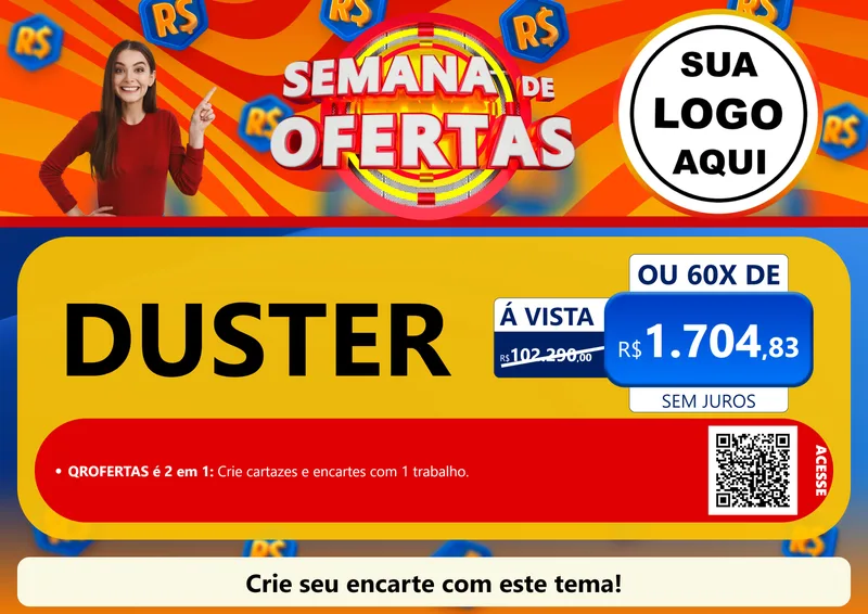 Modelo de Cartaz para Cartaz A4 Horizontal com o tema Semana de Ofertas para Concessionaria de Carros