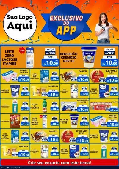 Modelo de Encarte para Encarte A4 Vertical com o tema Exclusivo do Aplicativo para Frios e Laticínios