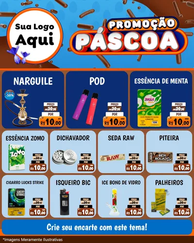 Modelo de Rede Social para Feed Instagram com o tema Promoção Páscoa para Tabacaria