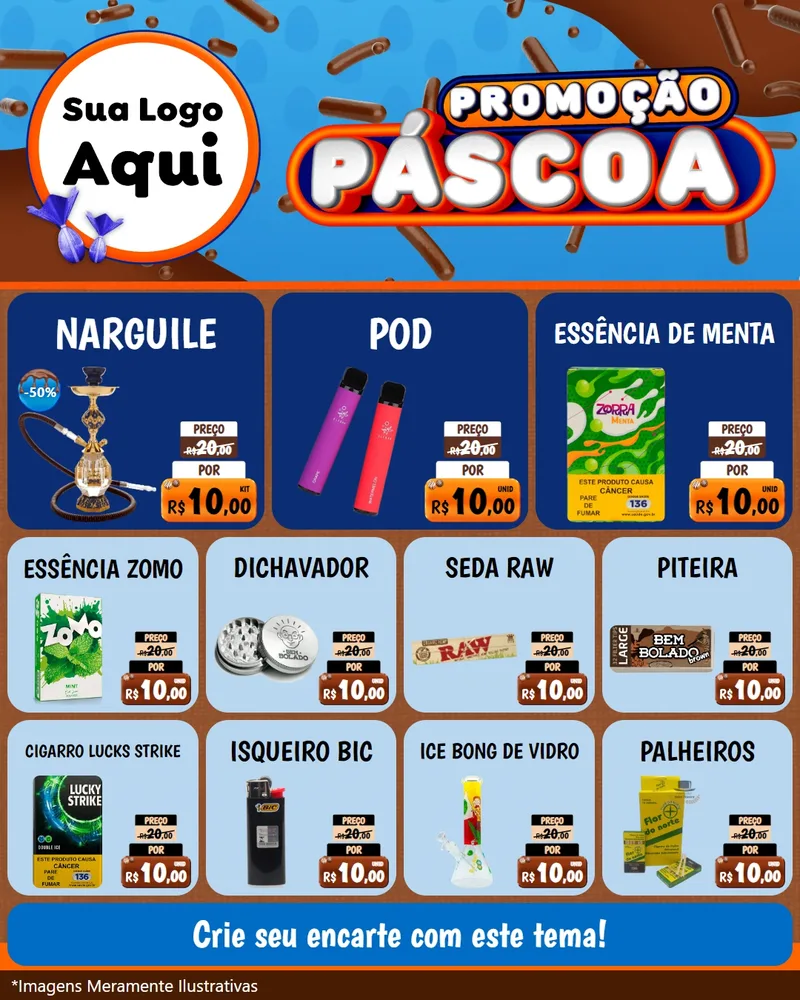 Modelo de Rede Social para Feed Instagram com o tema Promoção Páscoa para Tabacaria