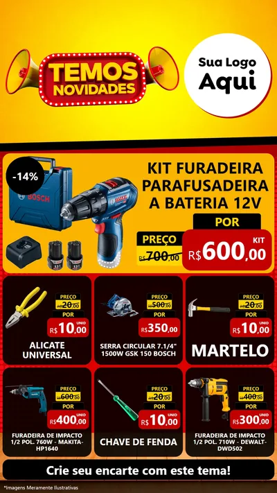 Modelo de Rede Social para Stories com o tema Temos Novidades para Maquinas e Ferramentas