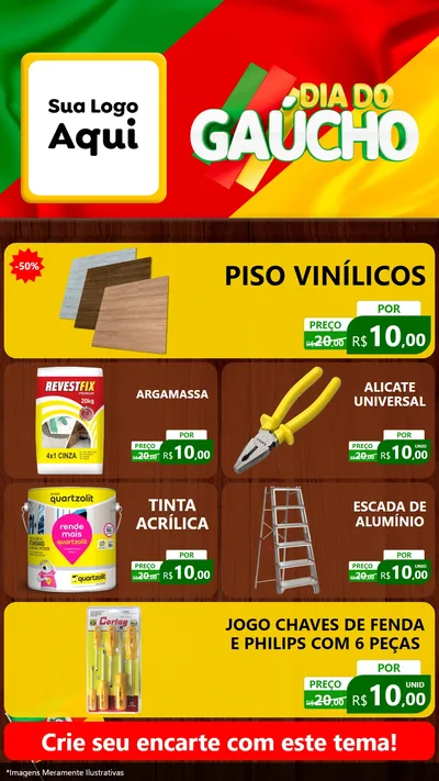Modelo de TV para TV Vertical com o tema Dia do Gaúcho para Material para Construção