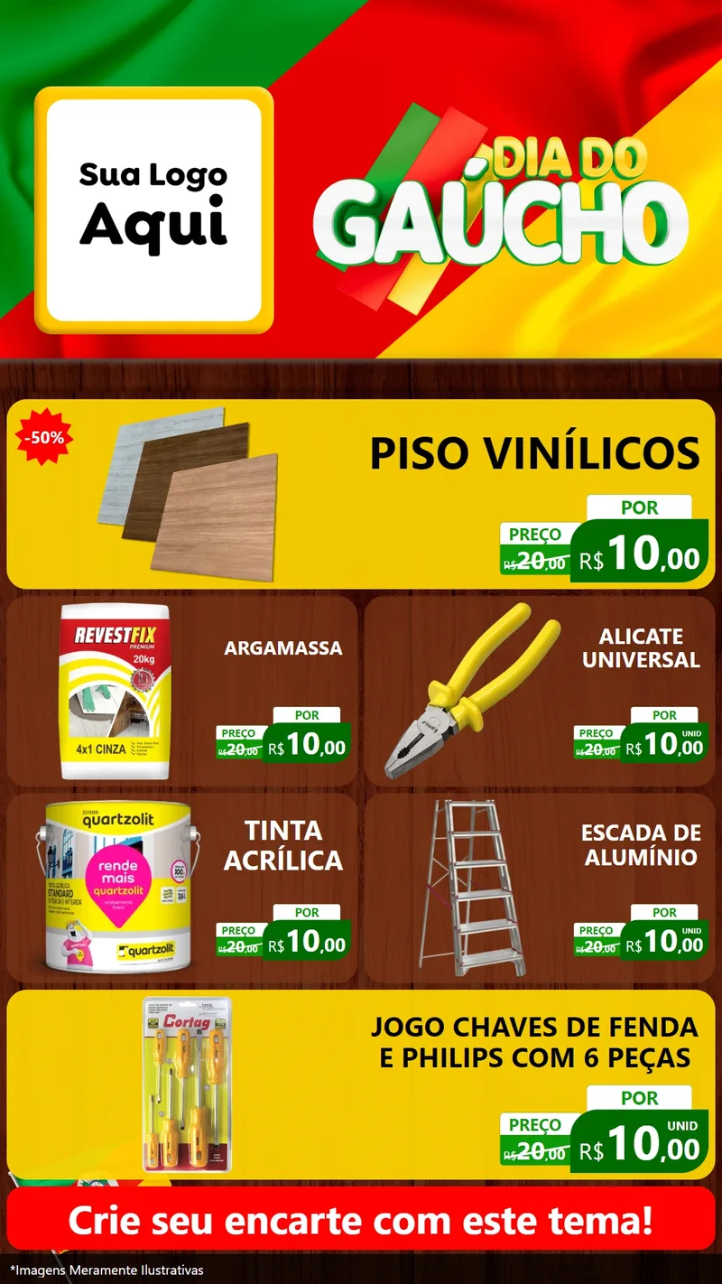 Modelo de TV para TV Vertical com o tema Dia do Gaúcho para Material para Construção