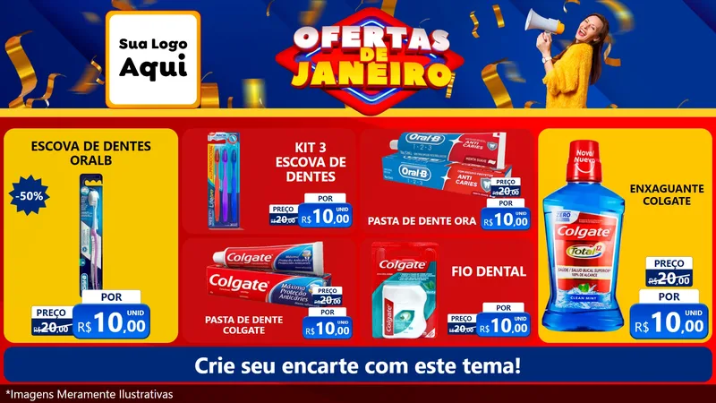 Modelo de TV para TV Horizontal com o tema Ofertas de Janeiro para Higiene Pessoal