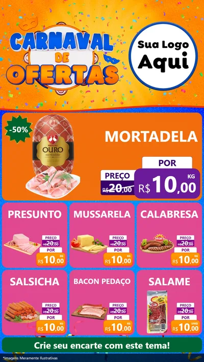 Modelo de Rede Social para Stories com o tema Carnaval de Ofertas para Frios e Laticínios