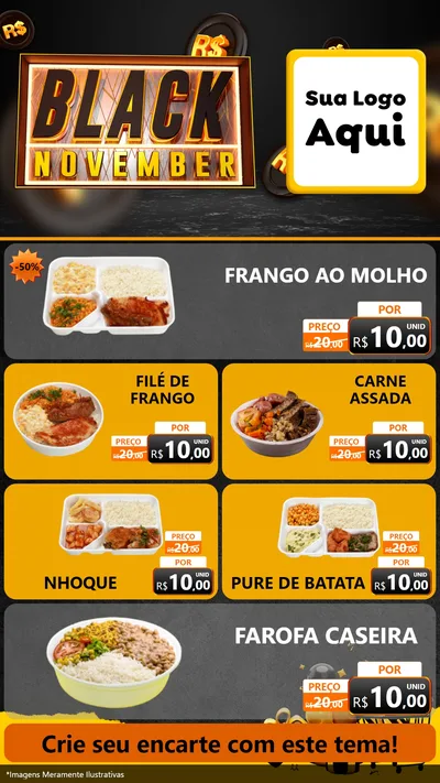 Modelo de TV para TV Vertical com o tema Black November para Restaurante