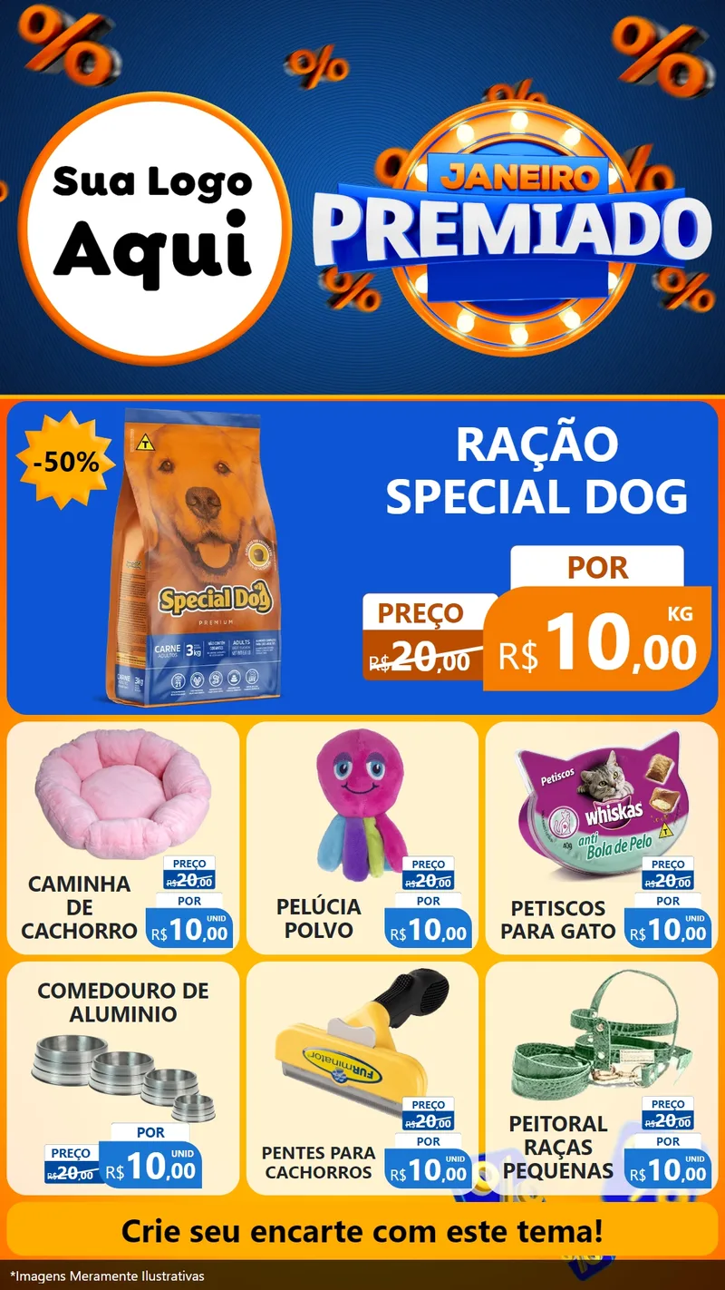 Modelo de Rede Social para Stories com o tema Janeiro Premiado para Pet Shop