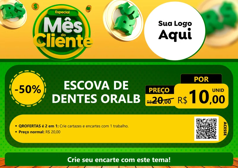 Modelo de Cartaz para Cartaz A4 Horizontal com o tema Especial Mês do Cliente para Higiene Pessoal