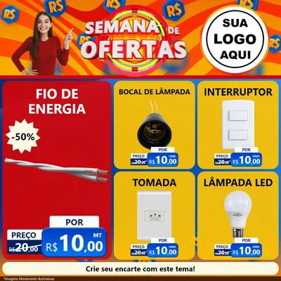 Modelo de Rede Social para Feed Facebook com o tema Semana de Ofertas para Materiais Elétricos