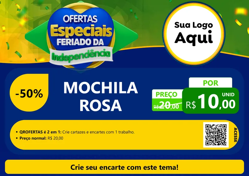 Modelo de Cartaz para Cartaz A4 Horizontal com o tema Ofertas Especiais Feriado da Independência para Papelaria