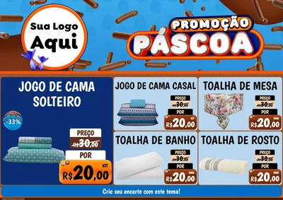 Modelo de Encarte para Encarte A4 Horizontal com o tema Promoção Páscoa para Cama, Mesa e Banho