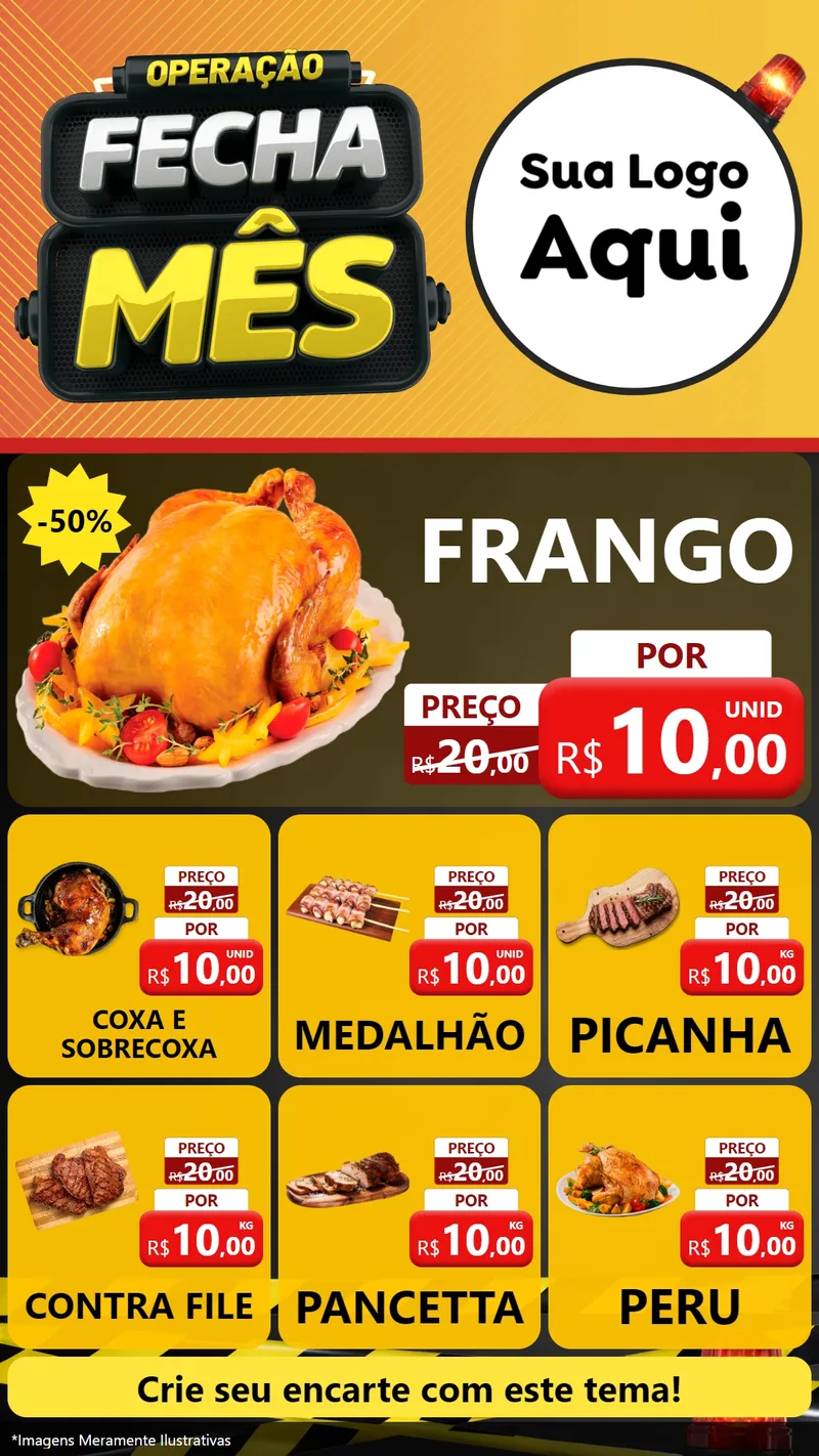 Modelo de Rede Social para Stories com o tema Operação Fecha Mês para Assados