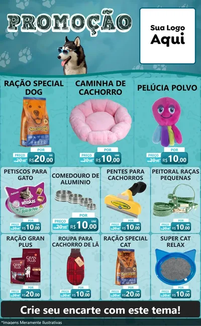 Modelo de Encarte para Encarte Grande com o tema Promoção - Pet Shop para Pet Shop
