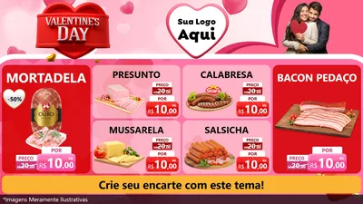 Modelo de TV para TV Horizontal com o tema Valentine's Day para Frios e Laticínios