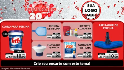 Modelo de TV para TV Horizontal com o tema Promoção de Aniversário - 20 Anos para Produtos para Piscina