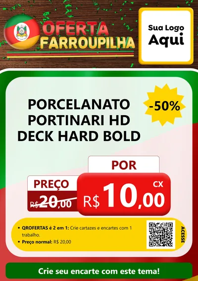 Modelo de Cartaz para Cartaz A4 Vertical com o tema Oferta Farroupilha para Pisos e revestimentos