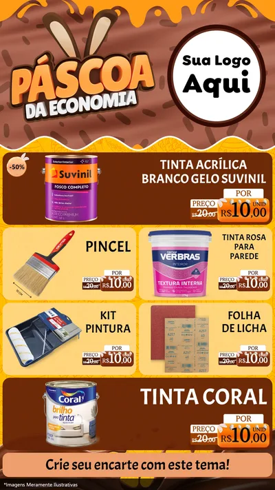 Modelo de TV para TV Vertical com o tema Páscoa da Economia para Tintas e Ferramentas