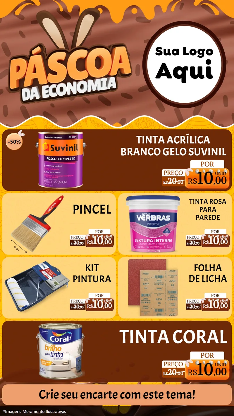 Modelo de TV para TV Vertical com o tema Páscoa da Economia para Tintas e Ferramentas