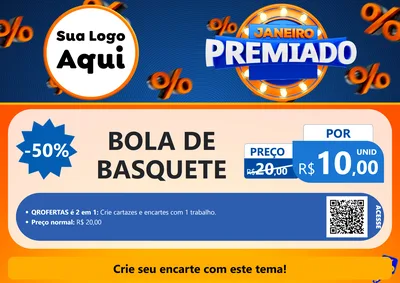 Modelo de Cartaz para Cartaz A4 Horizontal com o tema Janeiro Premiado para Artigos Esportivos