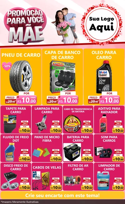 Modelo de Encarte para Encarte Grande com o tema Promoção Para Você Mãe para Auto peças