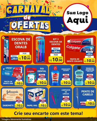 Modelo de Rede Social para Feed Instagram com o tema Carnaval de Ofertas para Higiene Pessoal