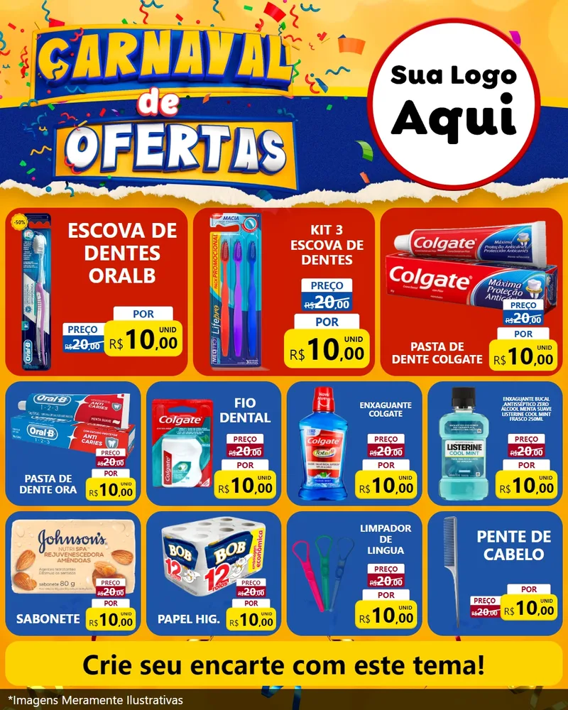 Modelo de Rede Social para Feed Instagram com o tema Carnaval de Ofertas para Higiene Pessoal