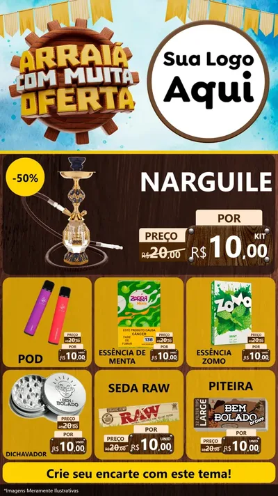 Modelo de Rede Social para Stories com o tema Ofertas de São João - Junina para Tabacaria