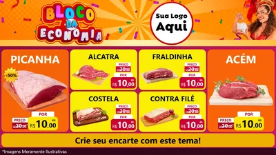 Modelo de TV para TV Horizontal com o tema Bloco da Economia para Açougue