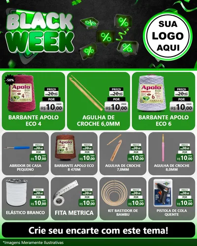 Modelo de Rede Social para Feed Instagram com o tema Black Week para Armarinho e Aviamentos