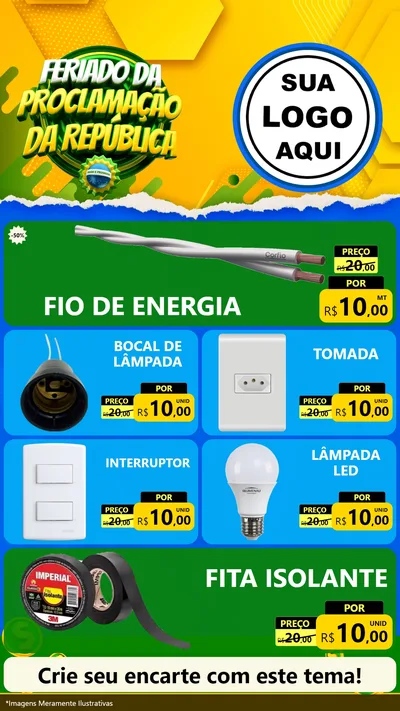Modelo de TV para TV Vertical com o tema Feriado da Proclamação da República para Materiais Elétricos