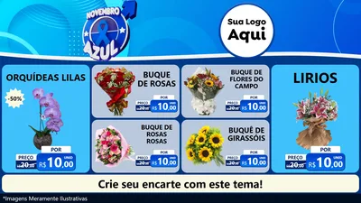 Modelo de TV para TV Horizontal com o tema Novembro Azul para Floricultura e jardim