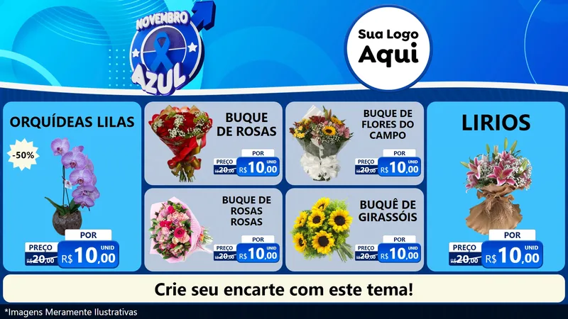 Modelo de TV para TV Horizontal com o tema Novembro Azul para Floricultura e jardim