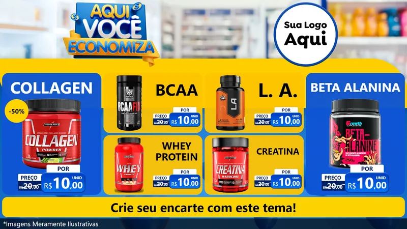 Modelo de TV para TV Horizontal com o tema Aqui Você Economiza para Suplementos alimentares