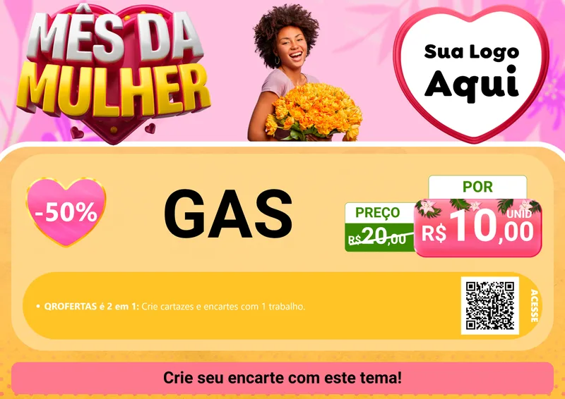 Modelo de Cartaz para Cartaz A4 Horizontal com o tema Mês da Mulher para Água e gás