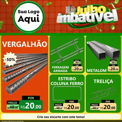 Modelo de Rede Social para Feed Facebook com o tema Julho Imbatível para Ferragens