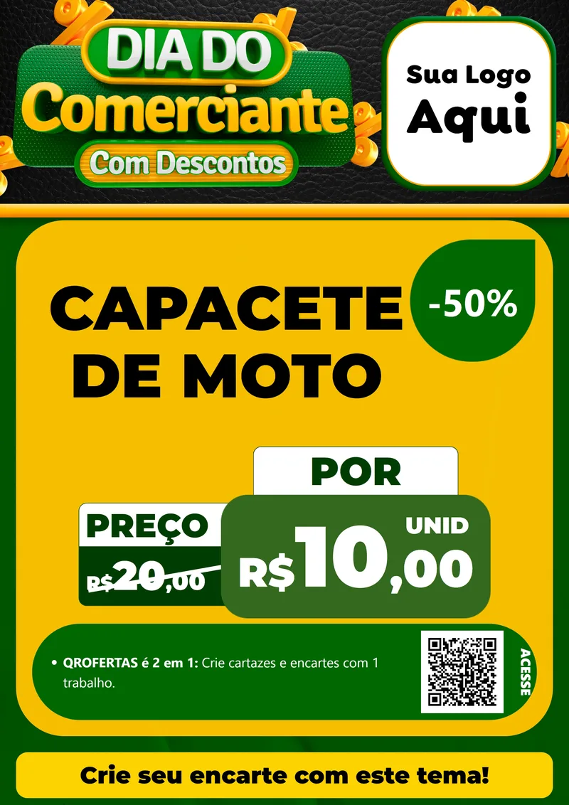 Modelo de Cartaz para Cartaz A4 Vertical com o tema Dia do Comerciante com Descontos para Moto peças