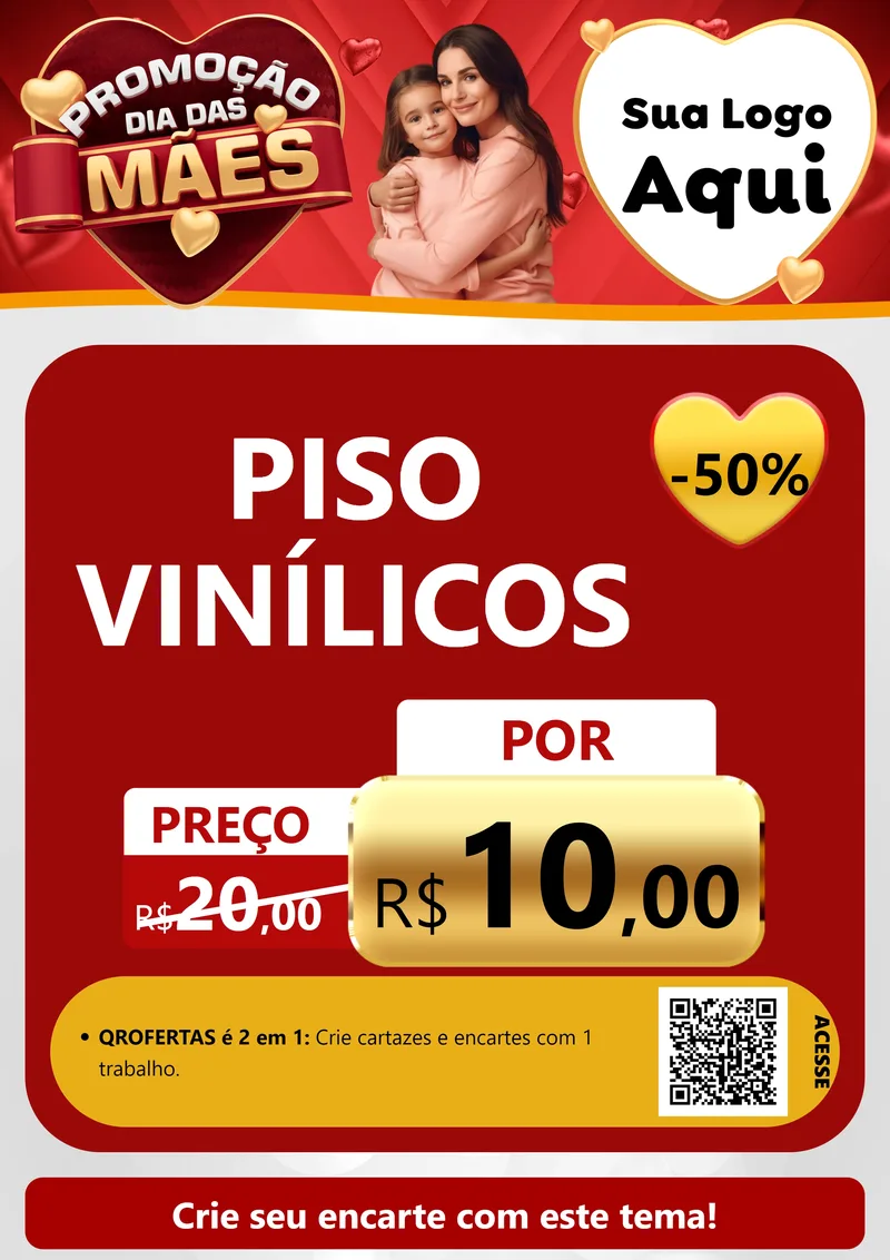 Modelo de Cartaz para Cartaz A4 Vertical com o tema Promoção Dia das Mães para Material para Construção