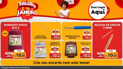 Modelo de TV para TV Horizontal com o tema Saldão de Janeiro para Armarinho e Aviamentos