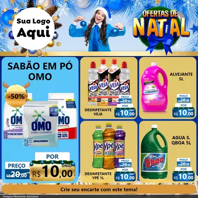 Modelo de Rede Social para Feed Facebook com o tema Ofertas de Natal para Produtos de Limpeza