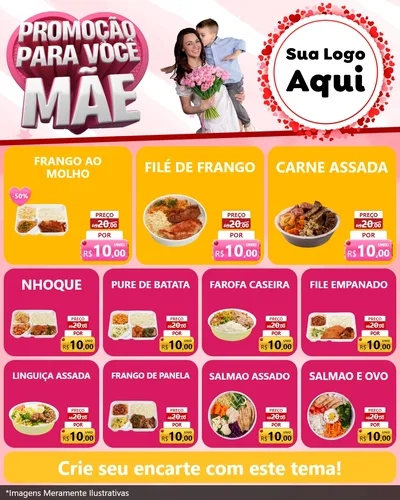 Modelo de Rede Social para Feed Instagram com o tema Promoção Para Você Mãe para Restaurante