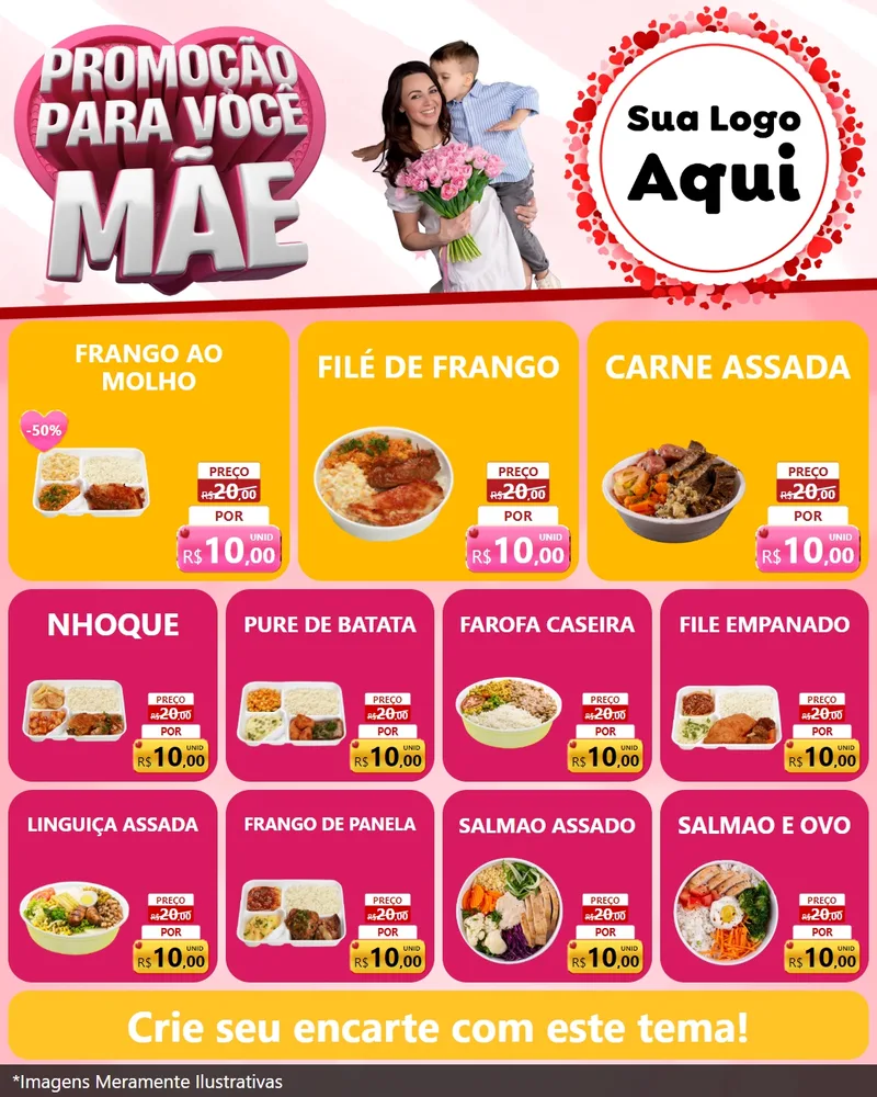 Modelo de Rede Social para Feed Instagram com o tema Promoção Para Você Mãe para Restaurante