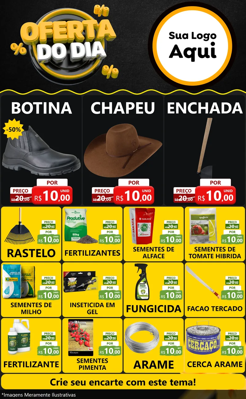 Modelo de Encarte para Encarte Grande com o tema Oferta Do Dia para Agropecuária