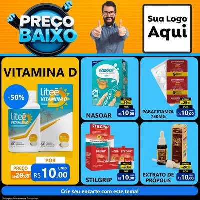 Modelo de Rede Social para Feed Facebook com o tema Preço Baixo para Farmácia