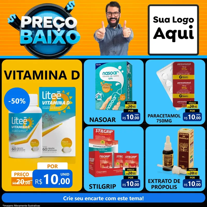 Modelo de Rede Social para Feed Facebook com o tema Preço Baixo para Farmácia