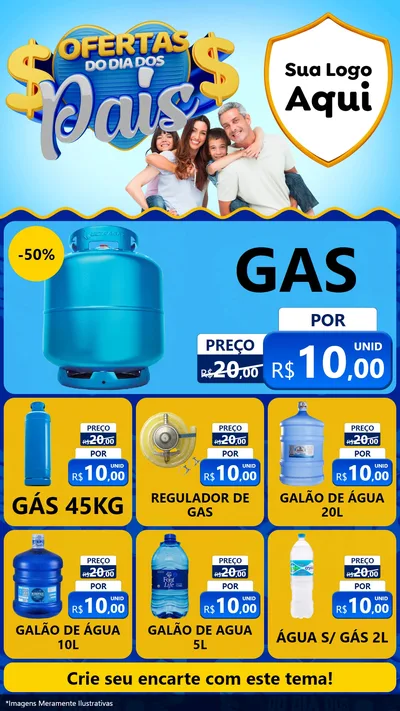 Modelo de Rede Social para Stories com o tema Ofertas do Dia dos Pais para Água e gás