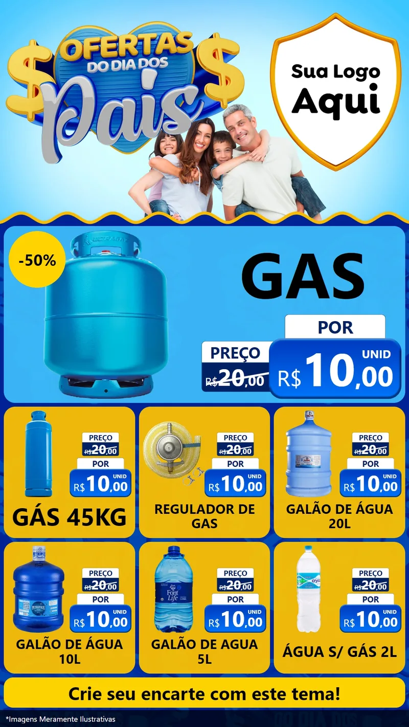 Modelo de Rede Social para Stories com o tema Ofertas do Dia dos Pais para Água e gás
