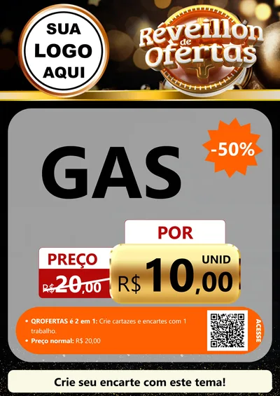 Modelo de Cartaz para Cartaz A4 Vertical com o tema Réveillon de Ofertas para Água e gás