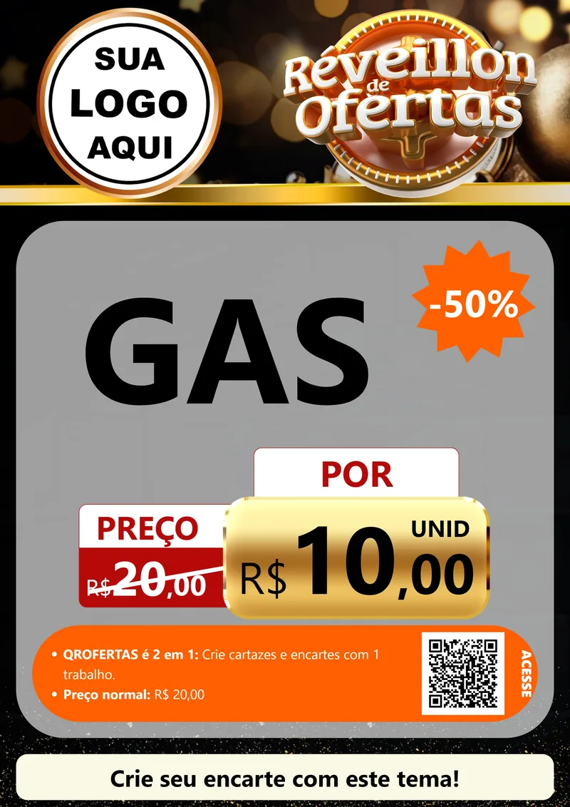 Modelo de Cartaz para Cartaz A4 Vertical com o tema Réveillon de Ofertas para Água e gás